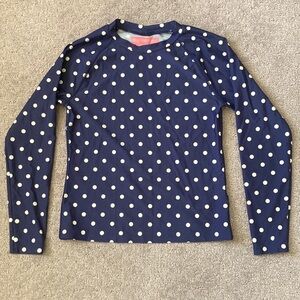 Crewcuts navy polka-dot rash guard, Sz 12.